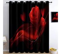 Generico Tende Oscuranti per Camera da Letto 75L x 166A cm 2 Pannelli, Tende con Stampa di Fiori Romanticismo Amore Rose, Tenda Tema Di San Valentino per Decorare la Camera dei Bambini e il Soggiorno