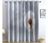 Generico Tende oscuranti per camera da letto 75L x 166A cm 2 pannelli, tende con stampa di piante fiori piume - tenda minimalismo per decorare la camera dei bambini e il soggiorno