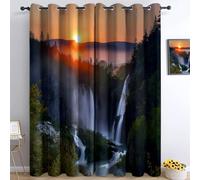 Generico Tende Oscuranti per Camera da Letto 91.5L x 214A cm 2 Pannelli, Tende con Stampa di Alba Cascata Vegetazione, Tenda Paesaggio Naturale per Decorare la Camera dei Bambini e il Soggiorno
