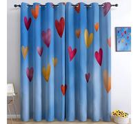 Generico Tende oscuranti per camera da letto 91.5L x 214A cm 2 pannelli, tende con stampa di originario cuori acquerello, tenda romanticismo per decorare la camera dei bambini e il soggiorno