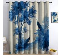Generico Tende oscuranti per camera da letto 91.5L x 214A cm 2 pannelli, tende con stampa di retrò foresta animali pavoni - tenda romanticismo per decorare la camera dei bambini e il soggiorno