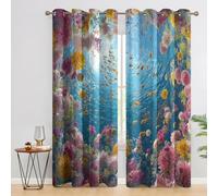 Generico Tende Oscuranti per Interni Pesce Marino, Tenda Mondo Sottomarino con Occhielli Stampate Set 2 Pezzi adatto per Camera da Letto, Soggiorno, Cucina, 117L x 137A cm D-H6
