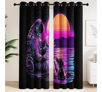 Generico Tende Oscuranti Termiche e Isolanti Astronauta e cane sul lungomare - Tende da Interno 135 x 200 CM | Set di 2 Pannelli Stile Futurismo rétro, Estetico per Camera per ragazzi