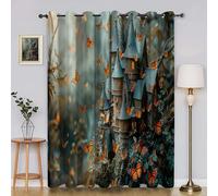 Generico Tende Oscuranti Termiche Isolanti 2 Pannelli con Anelli Metallici, Farfalla Arancione Tende per Camera da Letto e Soggiorno 117x138 cm 2 Pezzi AJ2666