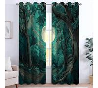 Generico Tende Oscuranti Termiche Isolanti Fiabe Piante La Luna Tenda Con Occhielli Per Camera da Letto e Soggiorno Moderne 2 Pezzi Stampa 3D Opache 100 x 110 cm