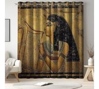 Generico Tende Oscuranti Termiche per Interni e Finestre, Microfibra Isolante con Anelli, L 140 x A 280 cm, 2 Pezzi, Marrone Arte Figura, per Camera da Letto e Soggiorno