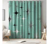 Generico Tende per Bambini, Ragazzi e Ragazze, Geo Stelle, Occhielli Verde, Tende Oscuranti Termoisolate per Cameretta, Camera da Letto, Decorazione per la Casa, L 140 x A 260 cm