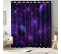 Generico Tende per Bambini, Ragazzi e Ragazze, Stelle Pianeta, Occhielli Viola, Tende Oscuranti Termoisolate per Cameretta, Camera da Letto, Decorazione per la Casa, L 140 x A 240 cm