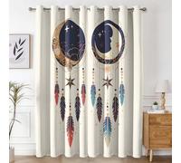 Generico Tende per Interni Acchiappasogni, Tenda Piume Campanella a Vento per Camera da Letto e Soggiorno, con Occhielli, Isolamento Termico, Tenda Oscurante 2 Pezzi 140 X 160 cm X&-27