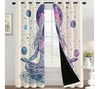 Generico Tende per Interni Astrologia Galassia, L 140 x A 290 cm 2 Pezzi - Tende Oscuranti Meditazione Donne Boho, Finestre Camera da Letto Soggiorno, Arredamento Casa, con Occhielli AY#119
