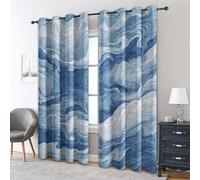 Generico Tende per Interni Bianco Blu Marmo, L 140 x A 290 cm 2 Pezzi - Tende Oscuranti Astratto Moderno, Finestre Camera da Letto Soggiorno, Arredamento Casa, con Occhielli TG#74