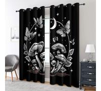 Generico Tende per Interni Boho Fungo Farfalla, L 140 x A 200 cm 2 Pezzi - Tende Oscuranti Mistico Celeste Luna Stella, Finestre Camera da Letto Soggiorno, Arredamento Casa, con Occhielli IR#258