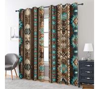 Generico Tende per Interni Boho Tribale a Strisce, L 140 x A 240 cm 2 Pezzi - Tende Oscuranti Etnico Azteco Geometrico, Finestre Camera da Letto Soggiorno, Arredamento Casa, con Occhielli IR#161