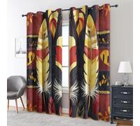Generico Tende per Interni Boho Tribale Piume, L 140 x A 180 cm 2 Pezzi - Tende Oscuranti Sudoccidentale Nativo Americano, Finestre Camera da Letto Soggiorno, Arredamento Casa, con Occhielli IR#95