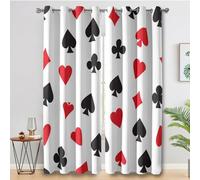 Generico Tende per Interni Carte da Gioco, Tenda Casinò Poker Oscurante da Interno con Occhielli Camera da Letto e Soggiorno, 2 Pannelli 117x183 cm (L x A) pw&23