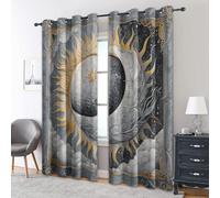 Generico Tende per Interni Cielo Stellato Celeste, L 140 x A 180 cm 2 Pezzi - Tende Oscuranti Sole Luna Nuvola Misterioso, Finestre Camera da Letto Soggiorno, Arredamento Casa, con Occhielli IR#266