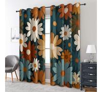 Generico Tende per Interni Fiori Retrò, L 140 x A 160 cm 2 Pezzi - Tende Oscuranti Margherita Groovy Fiore, Finestre Camera da Letto Soggiorno, Arredamento Casa, con Occhielli IR#328