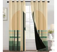 Generico Tende per Interni Geometrico, L 140 x A 290 cm 2 Pezzi - Tende Oscuranti Moderno Metà Secolo, Finestre Camera da Letto Soggiorno, Arredamento Casa, con Occhielli A&H182