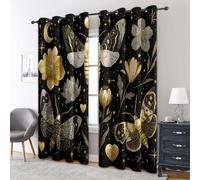 Generico Tende per Interni Gotica Falena Floreale, L 140 x A 200 cm 2 Pezzi - Tende Oscuranti Misterioso Luna Stella Celeste, Finestre Camera da Letto Soggiorno, Arredamento Casa, con Occhielli IR#276