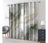 Generico Tende per Interni Grigio Verde Marmo, L 140 x A 290 cm 2 Pezzi - Tende Oscuranti Fluido Dorato Astratto, Finestre Camera da Letto Soggiorno, Arredamento Casa, con Occhielli TG#182