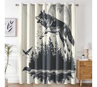 Generico Tende per Interni Lupo, Tenda Luna Foresta Minimalist per Camera da Letto e Soggiorno, con Occhielli, Isolamento Termico, Tenda Oscurante 2 Pezzi 117 X 183 cm X&-22