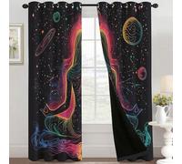 Generico Tende per Interni Meditazione Donne, L 140 x A 180 cm 2 Pezzi - Tende Oscuranti Costellazione Astrologia Galassia, Finestre Camera da Letto Soggiorno, Arredamento Casa, con Occhielli AY#104