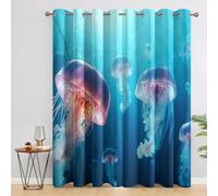 Generico Tende per Interni Medusa, Tenda Mondo Sottomarino Vita Marina per Camera da Letto e Soggiorno, con Occhielli, Isolamento Termico, Tenda Oscurante 2 Pezzi 117 X 137 cm X&-9