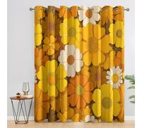 Generico Tende per Interni Retrò Fiori, L 140 x A 200 cm 2 Pezzi - Tende Oscuranti Hippie Groovy Fiori, Finestre Camera da Letto Soggiorno, Arredamento Casa, con Occhielli H&U5