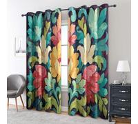 Generico Tende per Interni Retrò Floreale, L 140 x A 260 cm 2 Pezzi - Tende Oscuranti Artistico Fiore Colorato, Finestre Camera da Letto Soggiorno, Arredamento Casa, con Occhielli IR#315