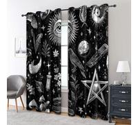 Generico Tende per Interni Simboli Misteriosi, L 140 x A 160 cm 2 Pezzi - Tende Oscuranti Oscuro Gotico Celeste, Finestre Camera da Letto Soggiorno, Arredamento Casa, con Occhielli IR#292