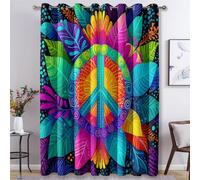 Generico Tende per Interni Simbolo Della Pace, Tenda Oscurante Arte Della Pace Nel Mondo Camera da Letto Soggiorno Finestra Casa 2 Pezzi, con Anelli, L 75 x A 166 cm s26