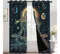 Generico Tende per Interni Spazio Pianeta Galassia, L 140 x A 260 cm 2 Pezzi - Tende Oscuranti Astrologia Costellazione, Finestre Camera da Letto Soggiorno, Arredamento Casa, con Occhielli AY#126