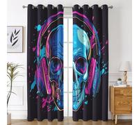 Generico Tende per Interni Teschio, Tenda Gotiche Cranio per Camera da Letto e Soggiorno, con Occhielli, Isolamento Termico, Tenda Oscurante 2 Pezzi 140 X 280 cm X&-25