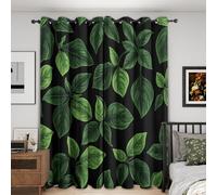 Generico Tende per Interni Tropicale Foglia, L 140 x A 240 cm 2 Pezzi - Tende Oscuranti Naturali Verdi Foglie, Finestre Camera da Letto Soggiorno, Arredamento Casa, con Occhielli Y-A223