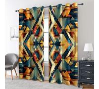 Generico Tende per Interni Vintage Tribale Geometrico, L 140 x A 180 cm 2 Pezzi - Tende Oscuranti Navajo Etnico Azteco, Finestre Camera da Letto Soggiorno, Arredamento Casa, con Occhielli IR#86