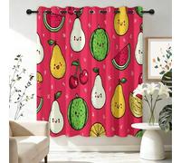 Generico Tende Rosso Oscuranti con Occhielli, Tende Stampate, Isolamento Termico e Privacy, per Camera da Letto e Soggiorno Cartone Animato Frutta Anguria, 70 L x 160 A cm(2 Pannelli)