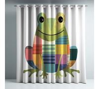 Generico Tende termiche isolanti bianco con illustrazione rana, stile, con occhielli antiruggine, 2 pannelli per soggiorno e camera da letto, protezione dal freddo e dal calore, L 140 x A 280 cm