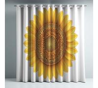 Generico Tende termiche isolanti bianco con pianta girasoli, stile, con occhielli antiruggine, 2 pannelli per soggiorno e camera da letto, protezione dal freddo e dal calore, L 140 x A 280 cm