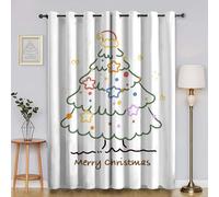 Generico Tende Termiche Isolanti con Fibra Poliestere Albero di Natale Tende Oscuranti Blackout per Finestre 117x229cm 2 Pezzi, Camera da Letto/Soggiorno/Cameretta Bambini AR501