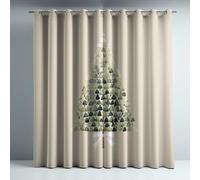 Generico Tende termiche isolanti marrone con albero Natale, stile, con occhielli antiruggine, 2 pannelli per soggiorno e camera da letto, protezione dal freddo e dal calore, L 140 x A 260 cm