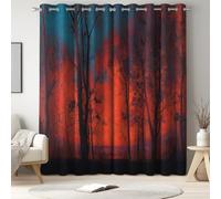 Generico Tende termiche Rosso Fuoco, tende oscuranti, tende con occhielli, Surreale, Albero Tramonto, anti luce, privacy, 100 x 220 cm, isolamento termico, soggiorno camera