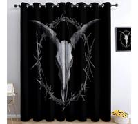Generico Tende Testa Di Capra Gotica Corona Di Spine Circolare 117L x 183A cm (2 Pannelli), Nero Poliestere Tende Oscuranti Con Occhielli Per La Decorazione Della Camera Da Letto E Del Soggiorno