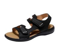 Generico Tendenza Sandali Piatti Donna Con Chiusura A Gancio Pelle Stampa Leopardata Eleganti Comodi Estate Sandali Eleganti Donna Neri Comodi Mare Vacanze Festa (Black, 42)