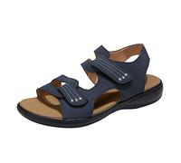 Generico Tendenza Sandali Piatti Donna Con Chiusura A Gancio Pelle Stampa Leopardata Eleganti Comodi Estate Sandali Eleganti Donna Neri Comodi Mare Vacanze Festa (Blue, 41)