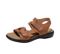 Generico Tendenza Sandali Piatti Donna Con Chiusura A Gancio Pelle Stampa Leopardata Eleganti Comodi Estate Sandali Eleganti Donna Neri Comodi Mare Vacanze Festa (Brown, 37)