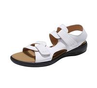 Generico Tendenza Sandali Piatti Donna Con Chiusura A Gancio Pelle Stampa Leopardata Eleganti Comodi Estate Sandali Eleganti Donna Neri Comodi Mare Vacanze Festa (White, 37)