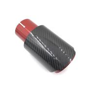 Generico Terminali Scarico 1 Pz Carbonio Lucido + Rosso Acciaio Inossidabile Punte Singole Universali Punta Silenziatore estremità Tubo Scarico Auto(ID 76mm-OD 89mm)