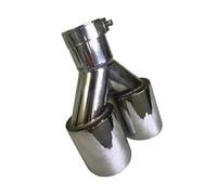 Generico Terminali Scarico Acciaio Inossidabile Obliquo Doppio Acciaio Universale Dual Tubo Scarico Automobili Silenziatore Modifica Accessori Auto(76MM in- 89MM out)