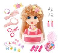 Generico Testa Di Bambola Per Bambini Per Esercitarsi In Styling Capelli,Set Per Gioco Simbolico Di Acconciature | Per Parrucchiera Bambina Con Ferro Arricciacapelli E Fermagli