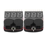 Generico Tester di Tensione Batteria Lipo Allarme Acustico LED Verificatore di Batterie Rc Portatile 2 Pezzi per Monitoraggio Bassa Tensione e Controllo Prestazioni